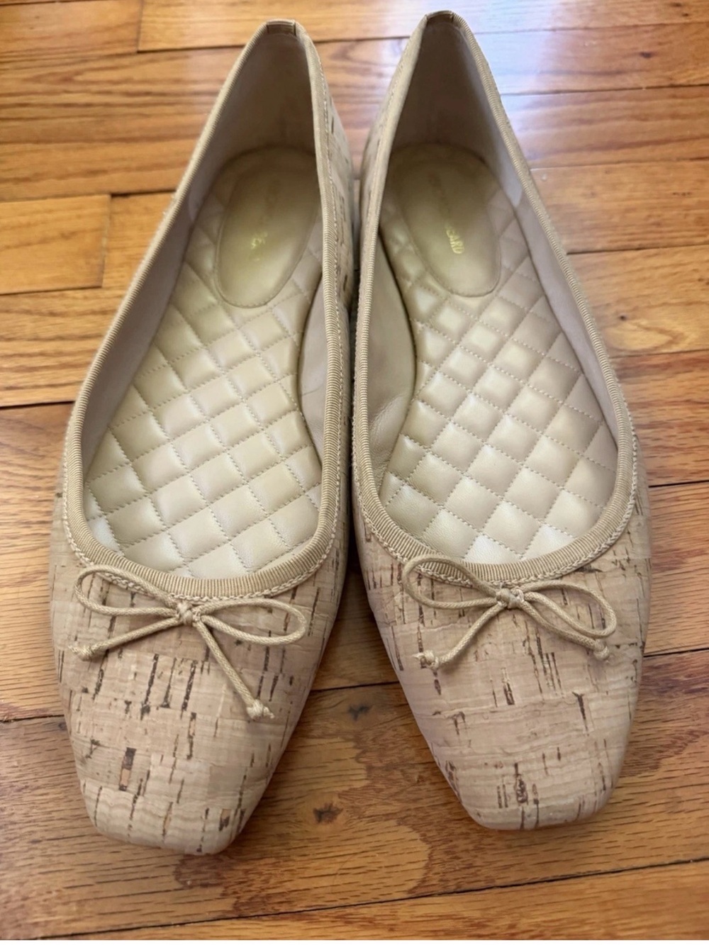 Veronica Beard Size 10 Beatrix Beige Cork-Textured Ballet Flats Shoes Flexible